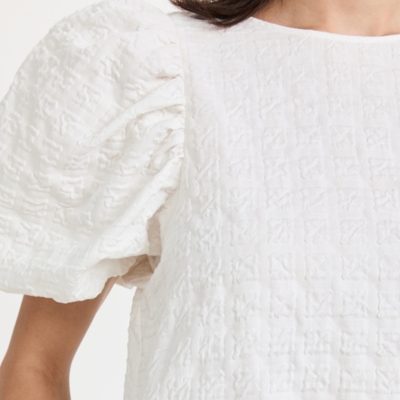 English Factory Back Tie Jacquard Puff Dress - Picture 2 of 3